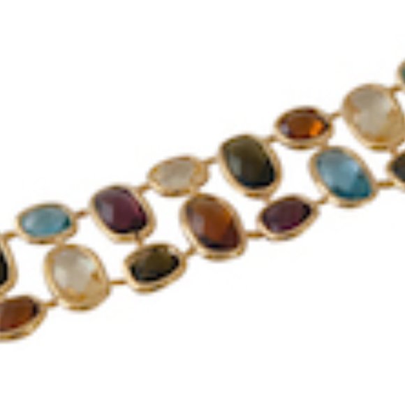 DESIGNER INSPIRED, MULTI COLOR ABSTRACT CZ’S STONE NECKLACE - Picture 5 of 5